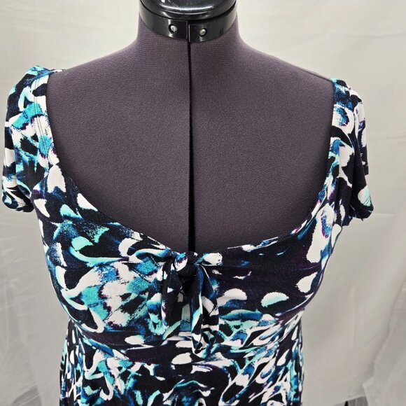 630-12 Torrid Super Soft Knit Floral Babydoll Blue Off Shoulder Top Size 1 (14/1 - Picture 3 of 14